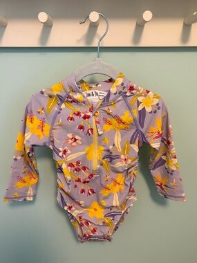 Jan & Jul Lavender Floral Long-Sleeve Kids Swim Suit